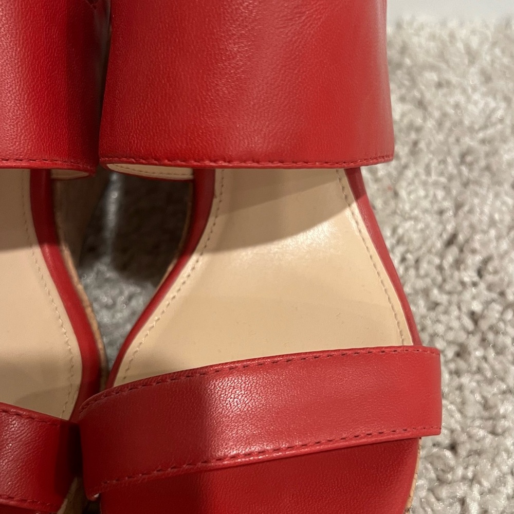 Vince Camuto Red Wedge Cork Sandals - Picture 5 of 11